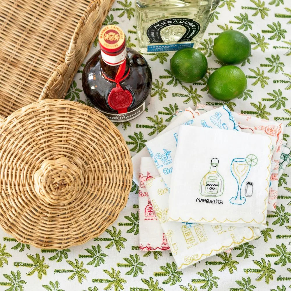 Embroidered Linen Cocktail Napkins