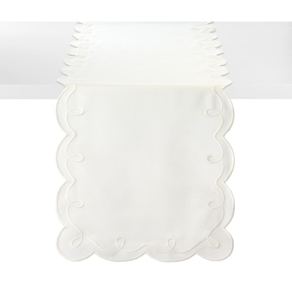 Ribbon Twirl White Table Runner