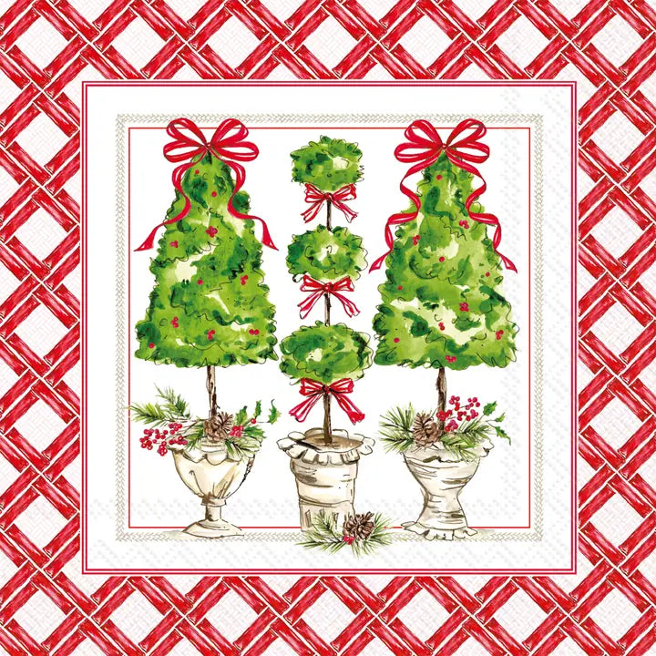 Holly Topiary Paper Cocktail Napkins