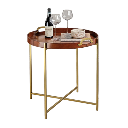 Aspen Leather Side Table