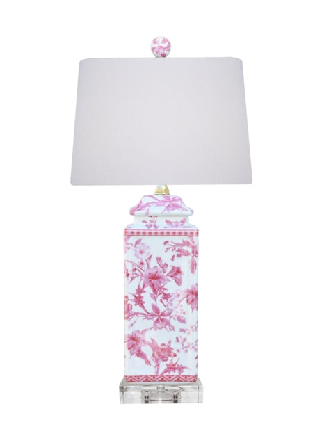 Pink and White Porcelain Lamp