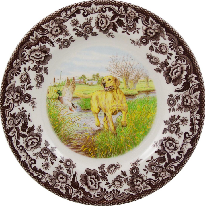 Yellow Lab Motif Woodland Dinner Plate