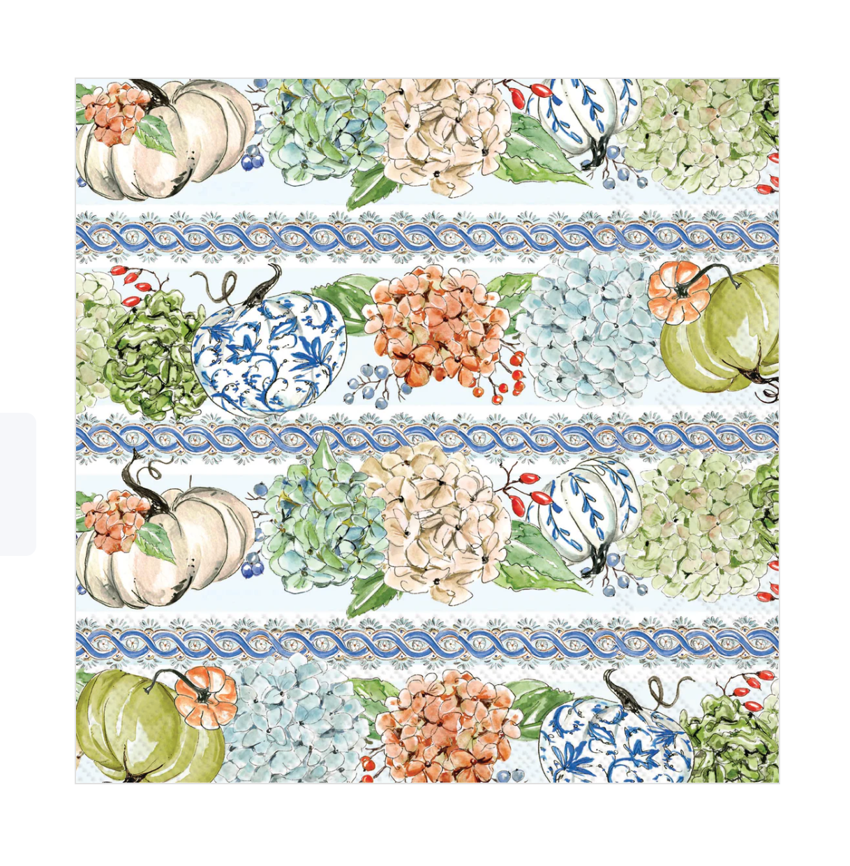 Fall Hydrangea Striped Paper Cocktail Napkins