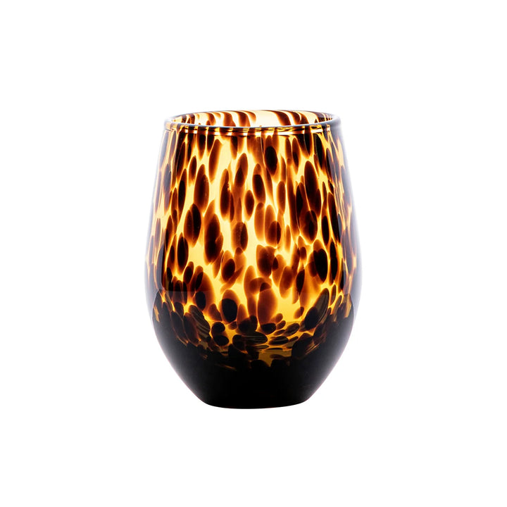 Tortoise Shell Stemless Wine Glass
