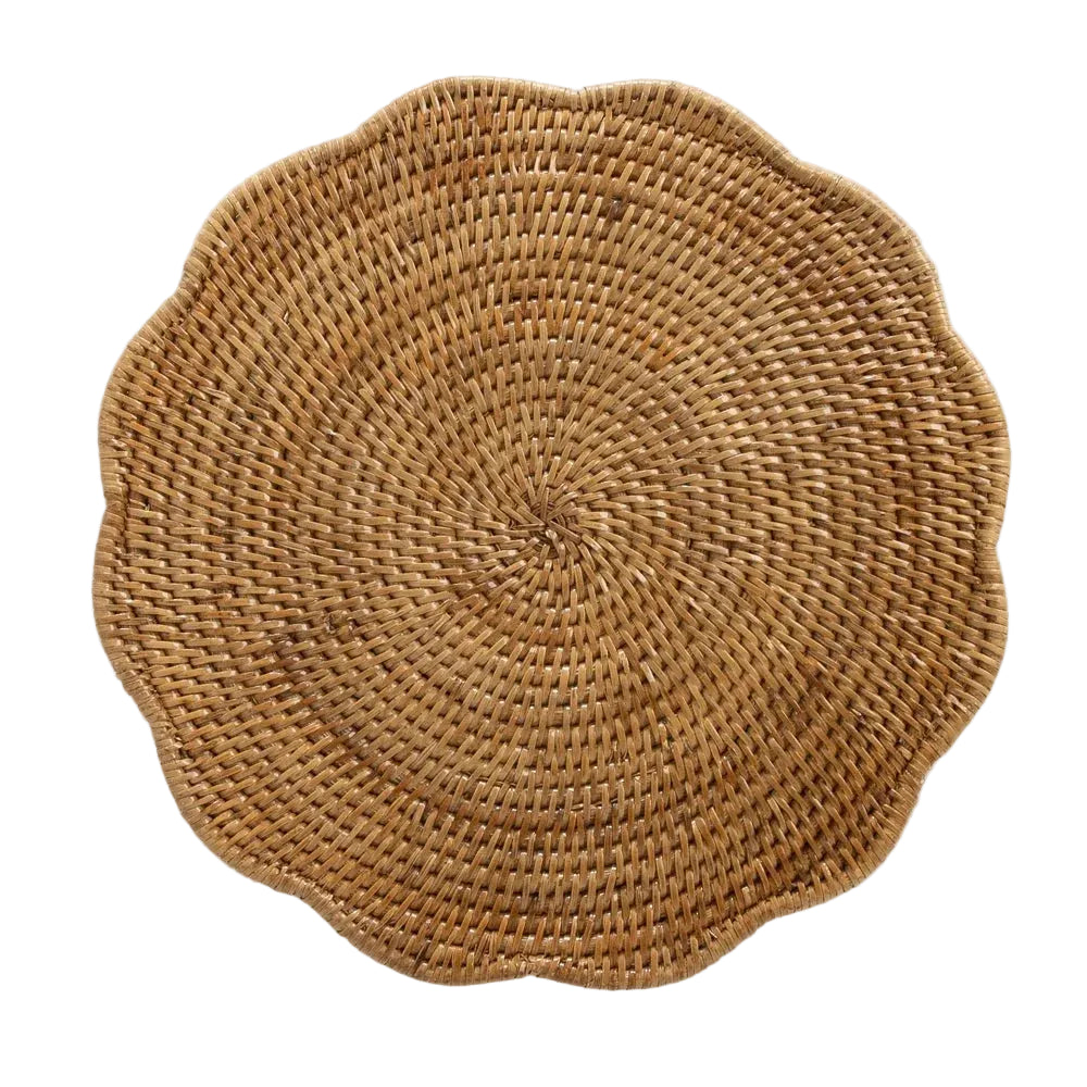 Set of Four Scalloped Rattan Placemat