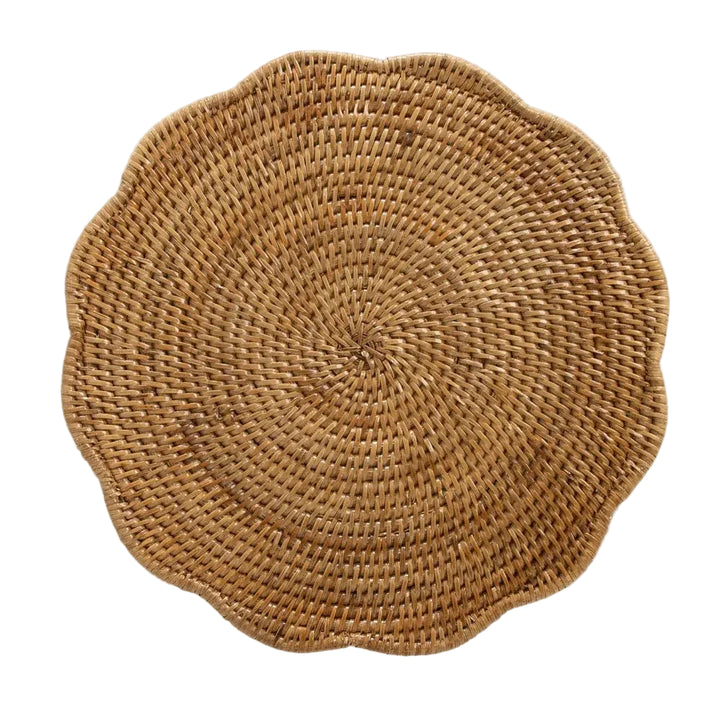 Set of Four Scalloped Rattan Placemat
