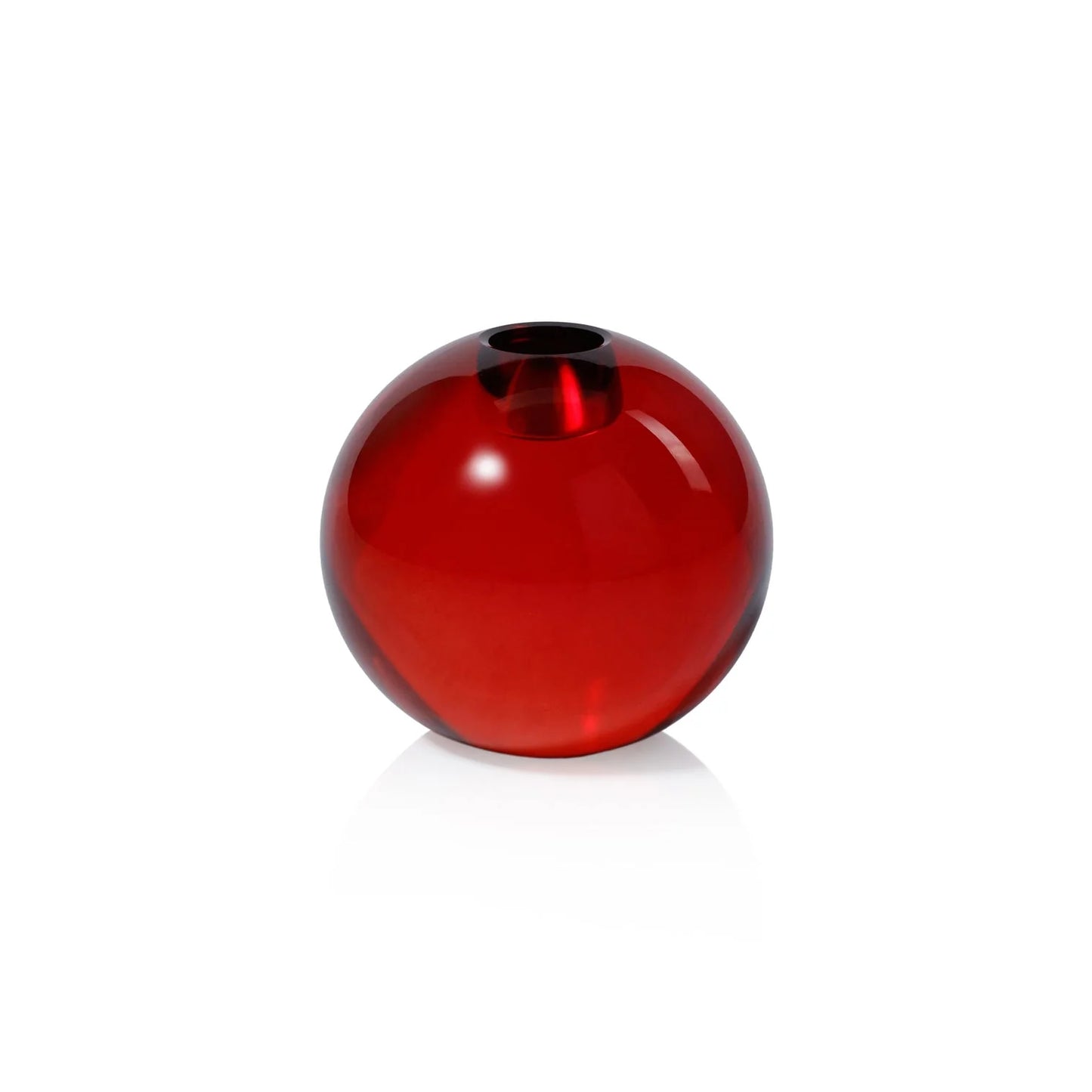 Round Crystal Red Taper Holder