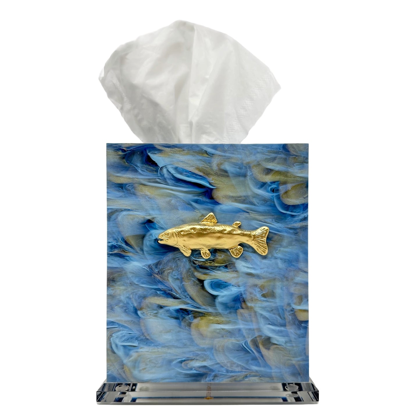 Trout Blue Tissue Box Cover