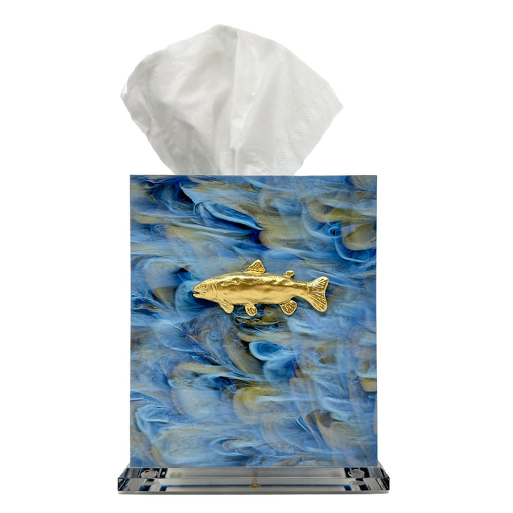 Trout Blue Tissue Box Cover