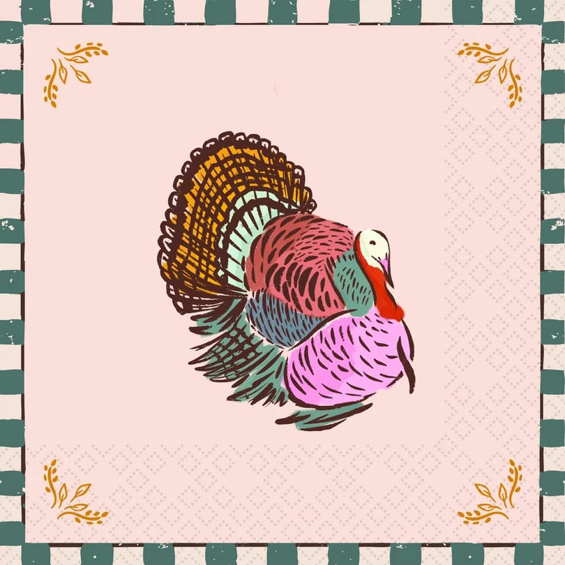 Pink Turkey Paper Cocktail Napkins