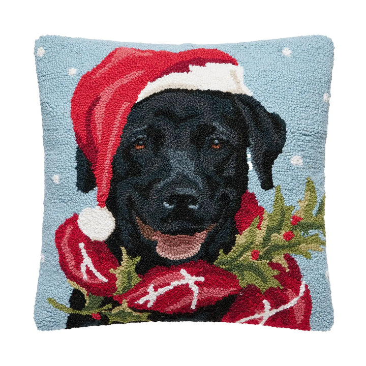 Black Lab Christmas Pillow