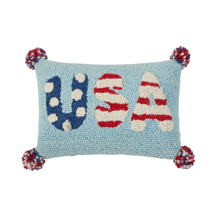 USA Pom Pom Pillow